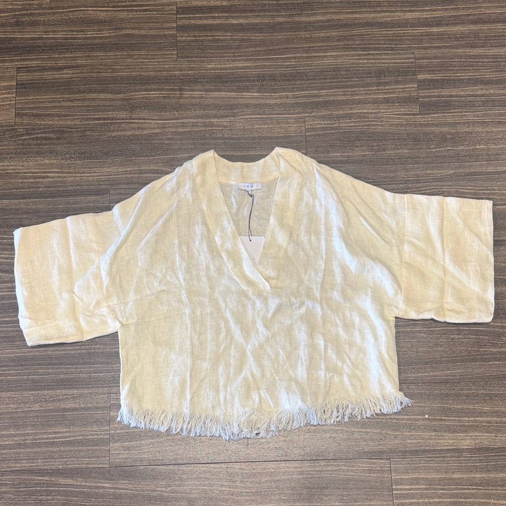 IRO Cream Fringe Hem Blouse